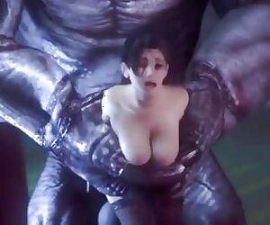 Beauty big boob girl and big cock alien