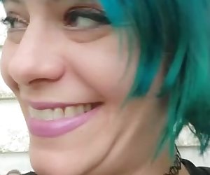 Small penis humiliation with laughing smoking blue haired milf