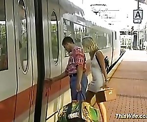 Train fucking with nasty german wife