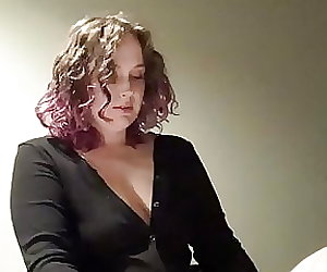 Curvy domme pegs trans sub slut in hotel with her strap on