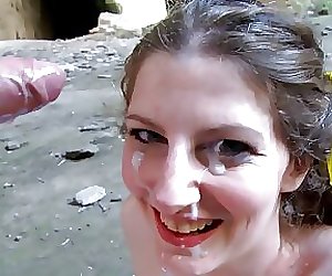 Busty tourist teen Sabrina Deep takes a huge facial from her lover